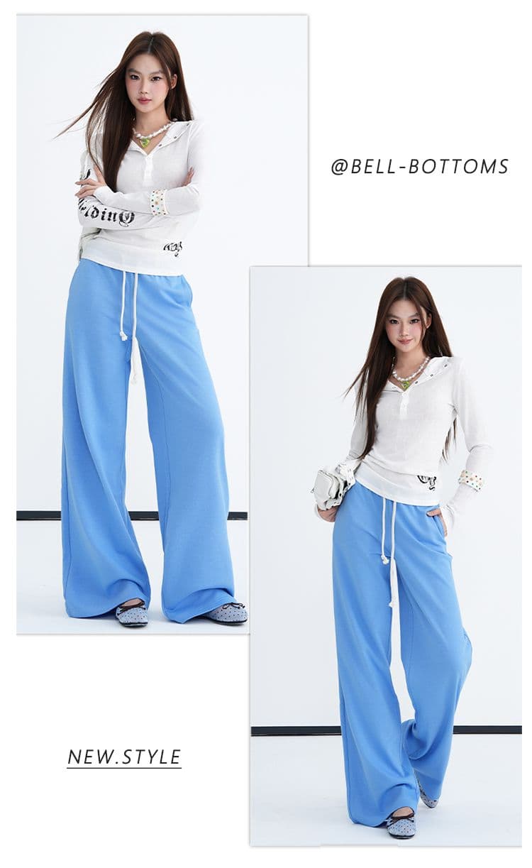 삼색 펌프 로프 넓은 다리 웨이 바지 여성 2026 가을 새로운 로우 웨이스트 루즈핏 도루 센스 다용도 슬림해 보이는 바닥 청소 긴 바지 상세 이미지 21