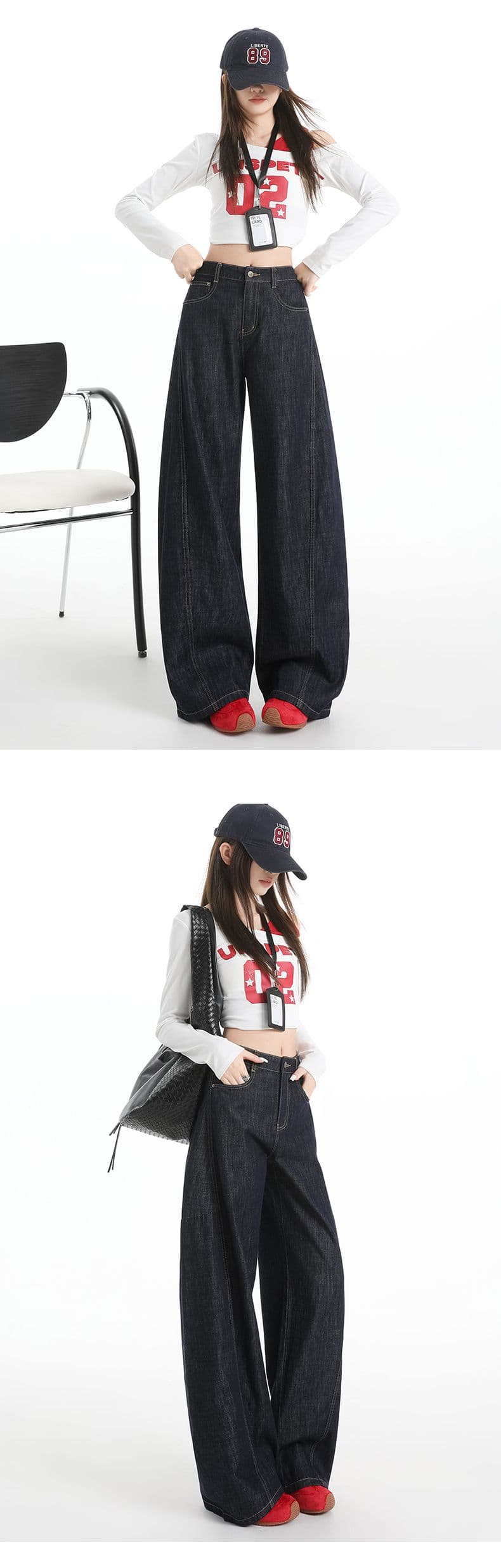 레트로 낫 청바지 여성 가을 2026 새로운 작은 키 하이웨이스트 루즈핏 표지 넓적 다리 모통이 칼 와이드 레그 팬츠 상세 이미지 17