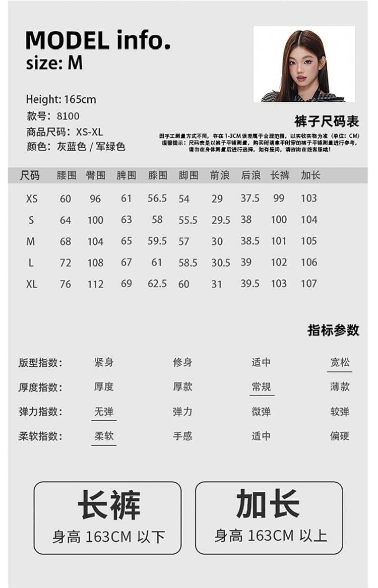 군용 녹색 해체 패치워크 중 로우 웨이스트 워크웨어 팬츠 리브 허리 머리 주머니 루즈핏 캐주얼 바지 여성 상세 이미지 4