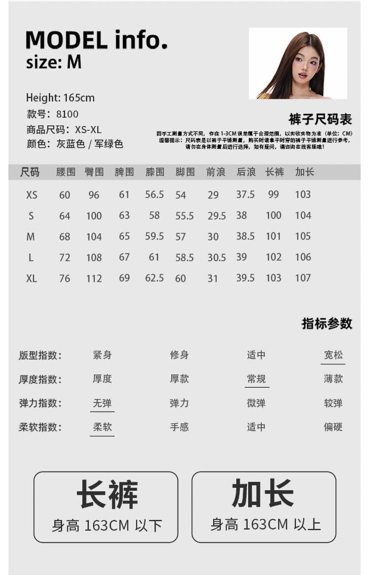 회색 파란색 해체 패치워크 중 로우 웨이스트 워크웨어 팬츠 리브 허리 머리 주머니 루즈핏 캐주얼 바지 여성 상세 이미지 4