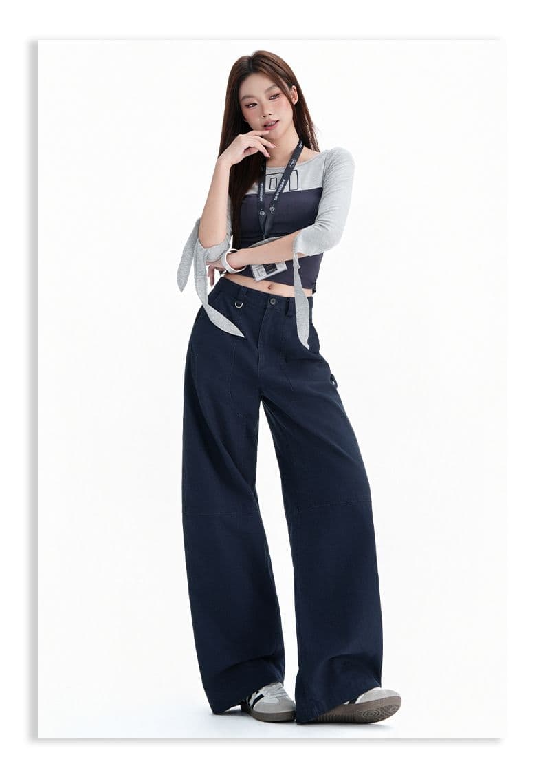 가을 아메리칸 레트로 루즈핏 넓은 다리 워크웨어 청바지 여성 상세 이미지 27