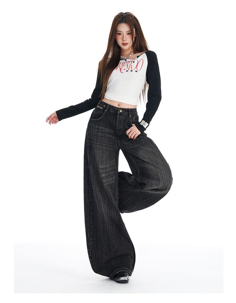 아메리칸 레트로 파리 버클 디자인 검정색 대나무 마디 청바지 여성 가을 새로운 핫걸 루즈핏 느긋한 와이드 레그 팬츠 상세 이미지 19
