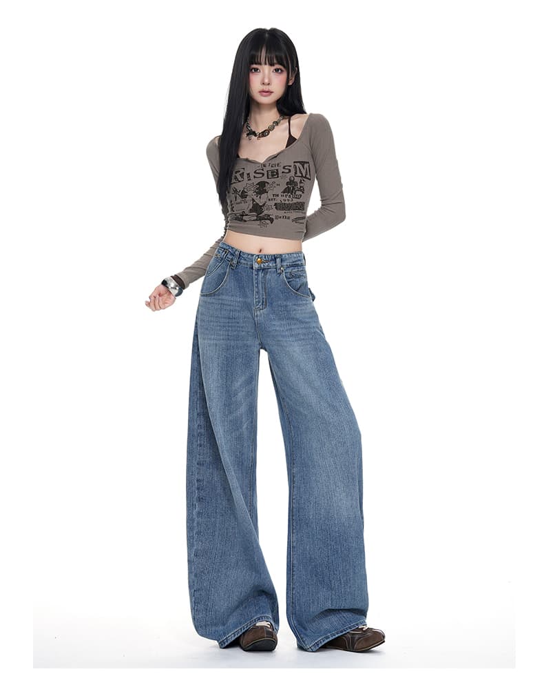 아메리칸 레트로 파리 버클 디자인 대나무 마디 곡물 청바지 여성 가을 새로운 루즈핏 슬림해 보이는 다용도 스트레이트 긴 바지 상세 이미지 14