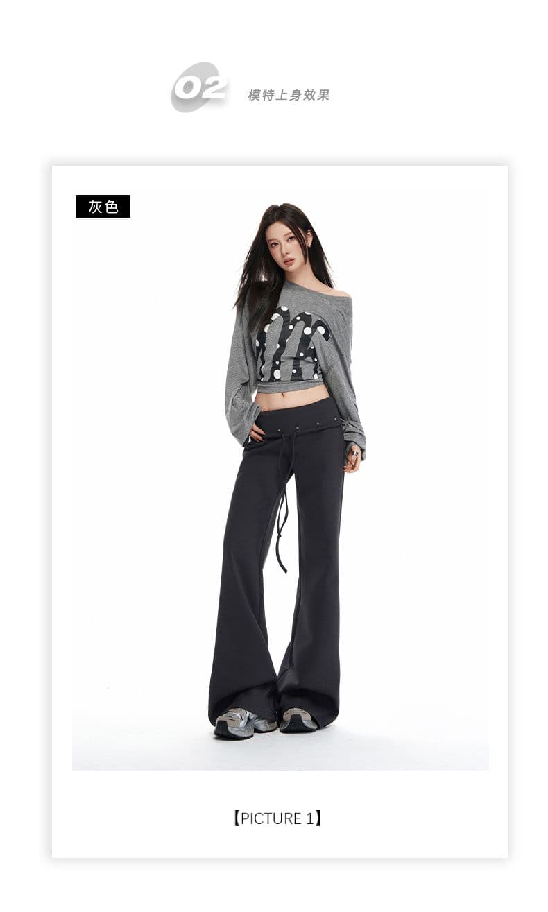 26 년 가을 겨울철 새로운 뒤집다 측면 허리 머리 마오 못 디자인 중 로우 웨이스트 부츠컷 캐주얼 바지 여성 상세 이미지 5