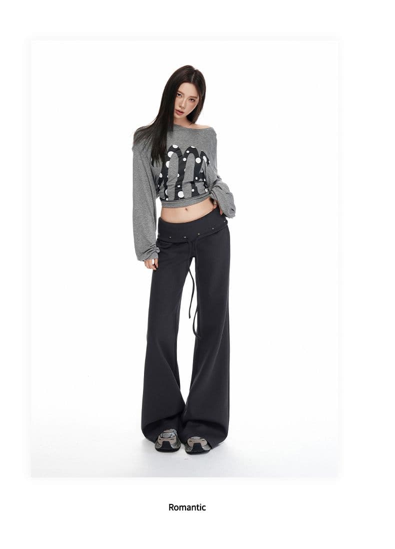 26 년 가을 겨울철 새로운 뒤집다 측면 허리 머리 마오 못 디자인 중 로우 웨이스트 부츠컷 캐주얼 바지 여성 상세 이미지 9