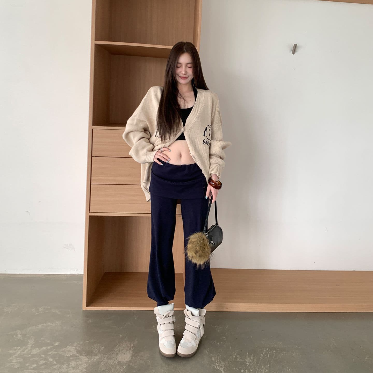 신제품 fit 센스 A Pu 루이 착용 가져 가라. 편안함 느슨함 귀신 프라임 연 조거 루즈핏 바지 이미지 3