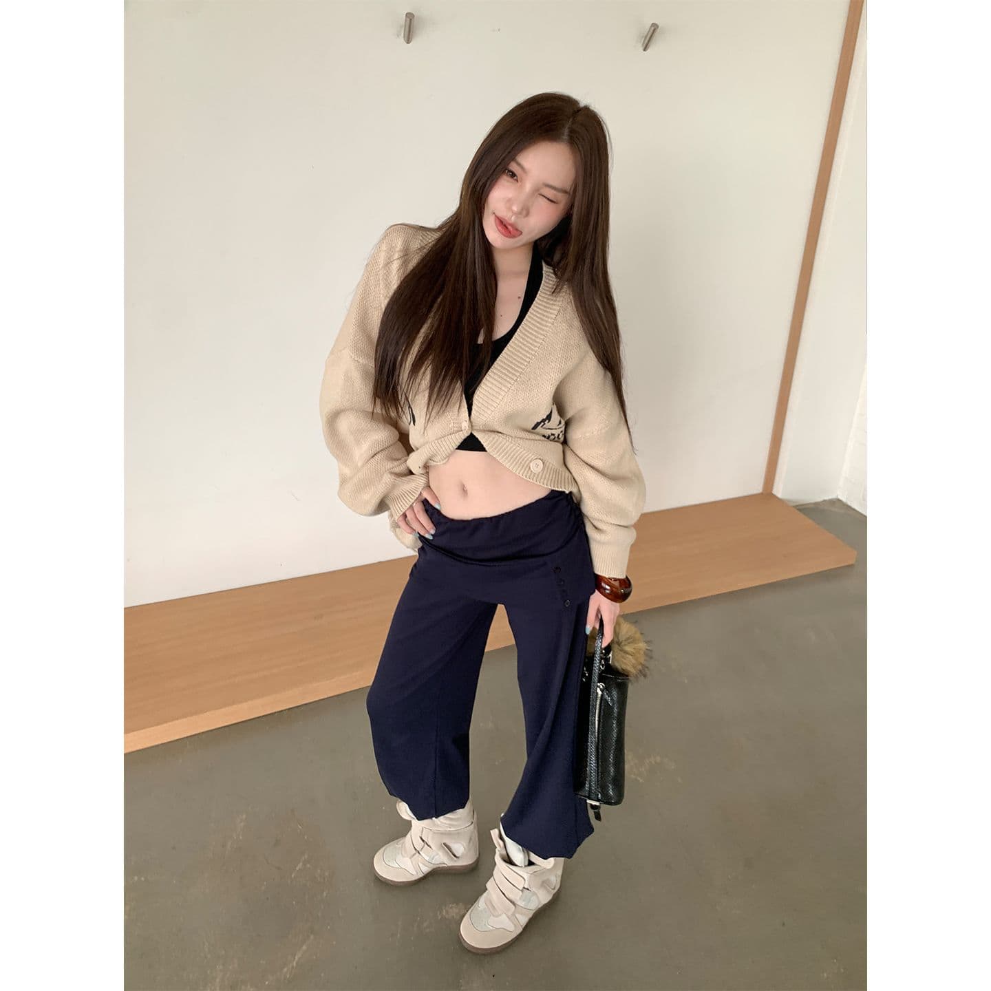 신제품 fit 센스 A Pu 루이 착용 가져 가라. 편안함 느슨함 귀신 프라임 연 조거 루즈핏 바지 이미지 2