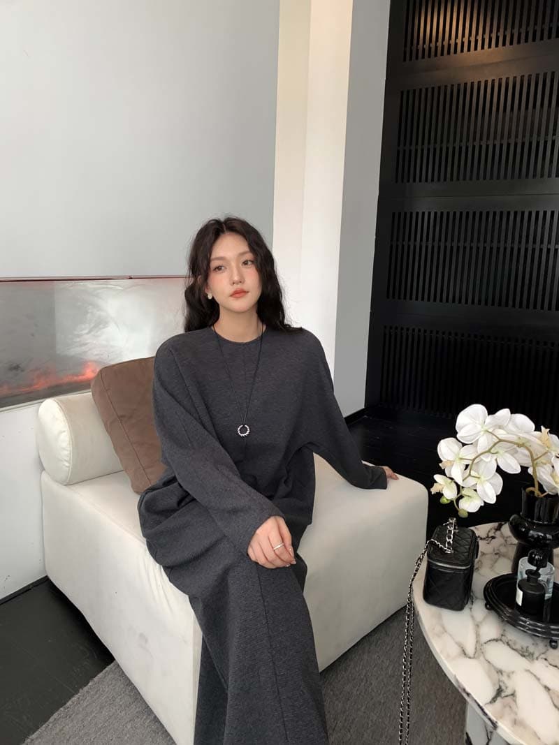 실사 새로운 가을 겨울 2026 느긋한 스타일 분산 금액 센스 롱 스커트 도루 가을 숨기기 고기 드레스 상세 이미지 14