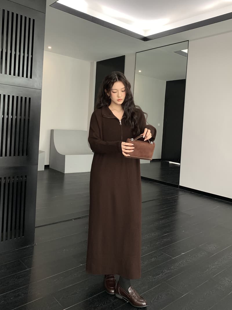 실사 새로운 2026 가을 겨울 빅 사이즈 패션 품격 니트 드레스 지퍼 반 개방 칼라 다용도 스웨터 드레스 상세 이미지 5