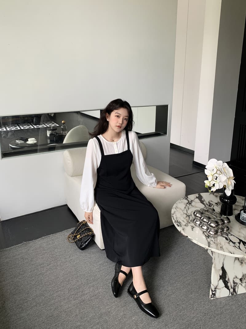 실사 새로운 2026 멜빵 페이크 레이어드 드레스 패치워크 마이크로 지방 패션 슬림해 보이는 치마 상세 이미지 14