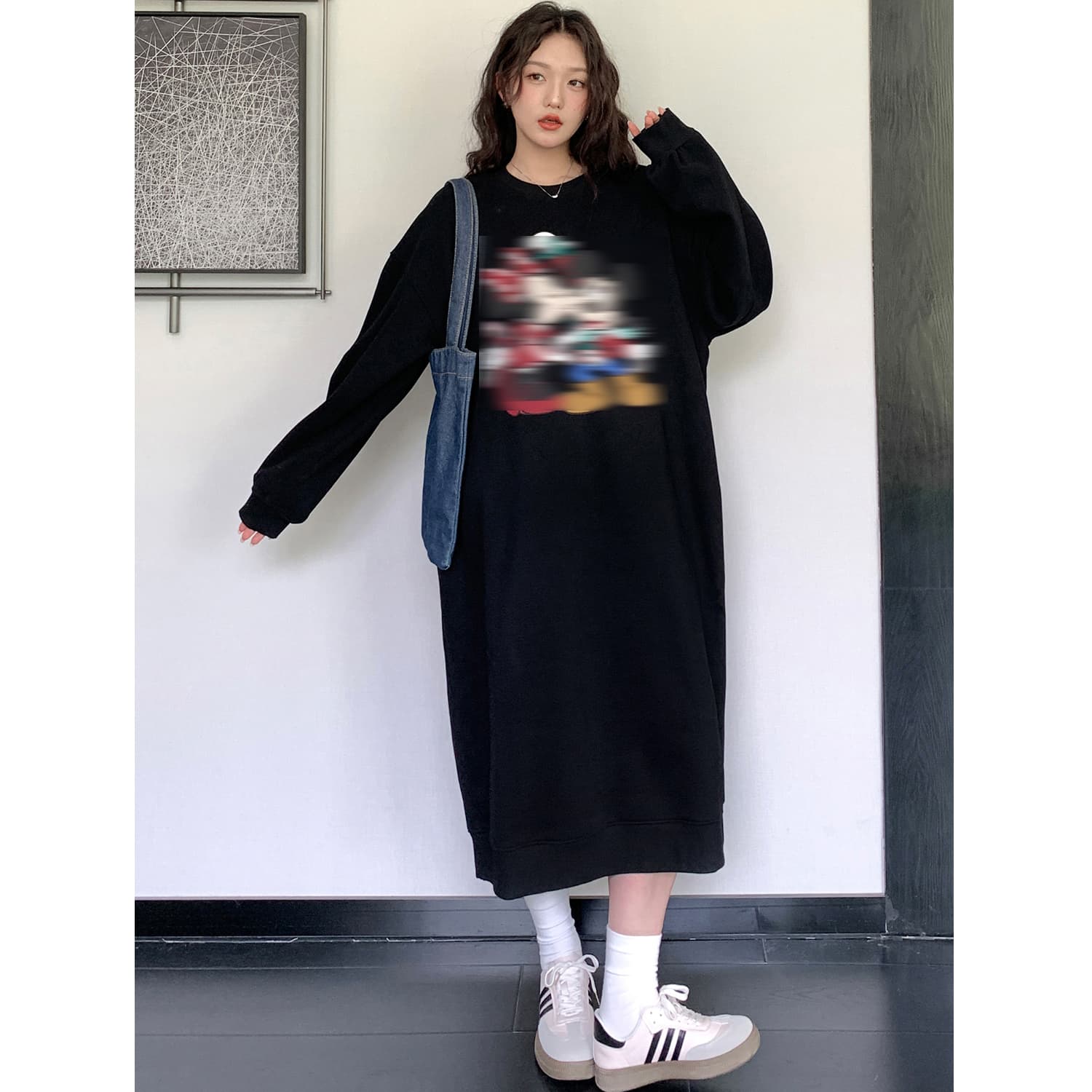 실사 새로운 2026 롱 코트 후드티 드레스 가을 겨울 털이 있는 빅 사이즈 지방 mm 슬림해 보이는 후드티 드레스 이미지 5