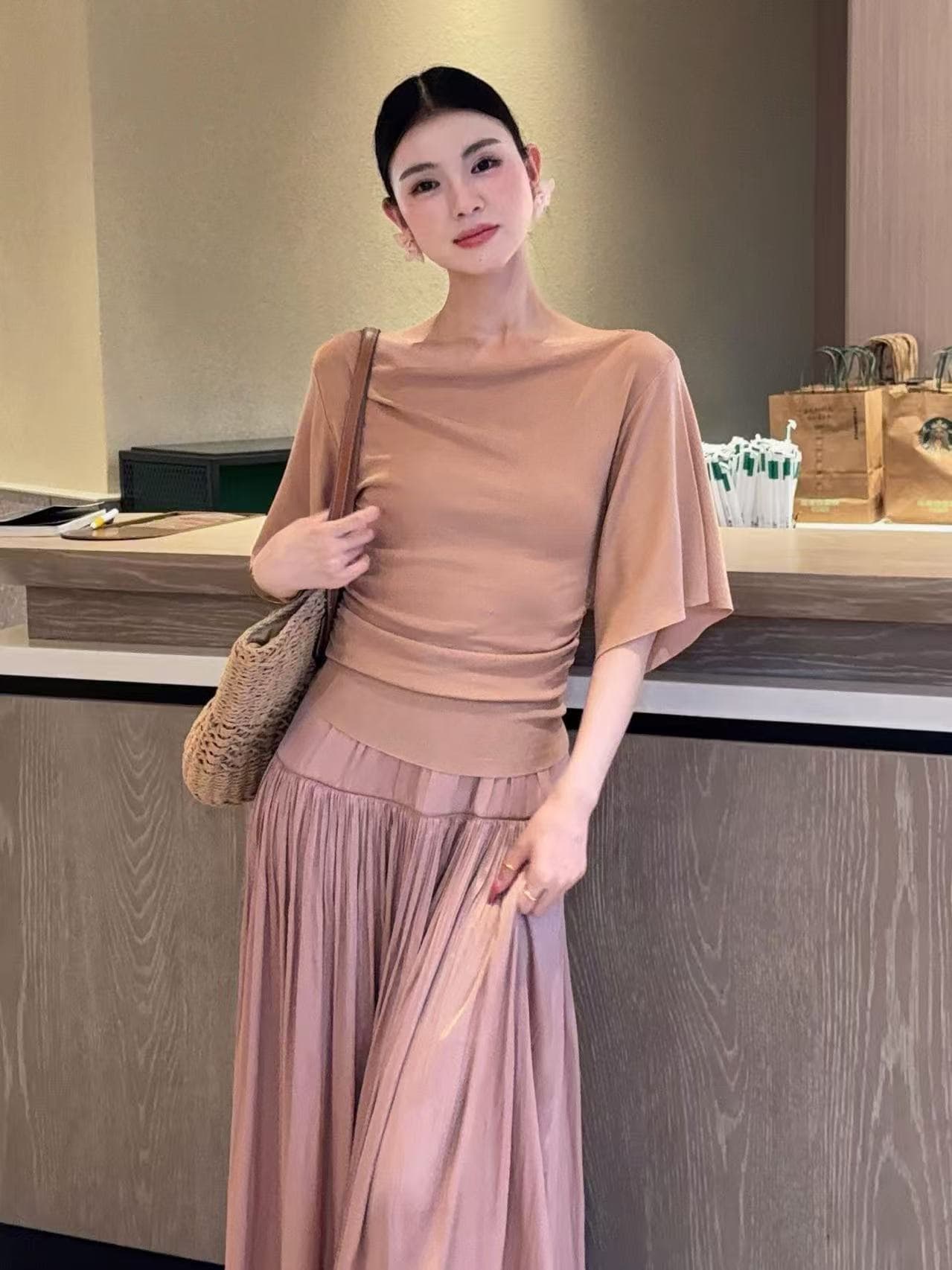 리 후이 하나 사쿠라 섬 사랑 여름 부드러운 한 부서 품격 패션 슬림해 보이는 다용도 순수한 욕망 우아함 얼음 센스 맨위