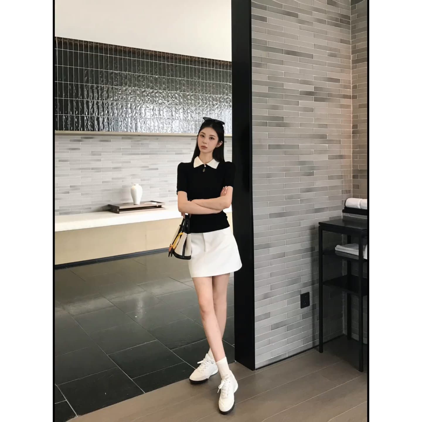 린 천 입력 버릇 새로운 품격 슬림해 보이는 연령 감소 캐주얼 고급 센스 운동 바람 패션 세트 이미지 5