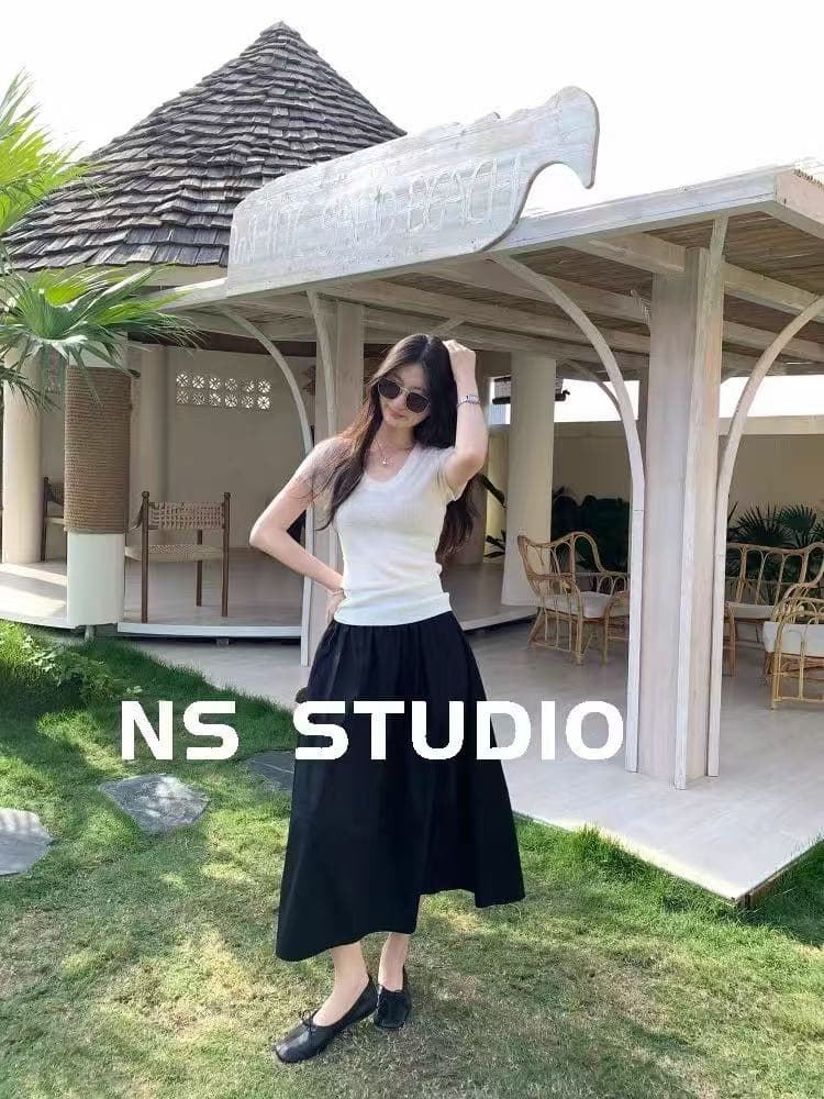 u 칼라 아마 자이언트 잘 생긴 ~ 중 미니멀리즘 초기 여름 작은 맨위 니트 스웨터 반팔 티셔츠 여성 2026 새로운 품격 상세 이미지 3