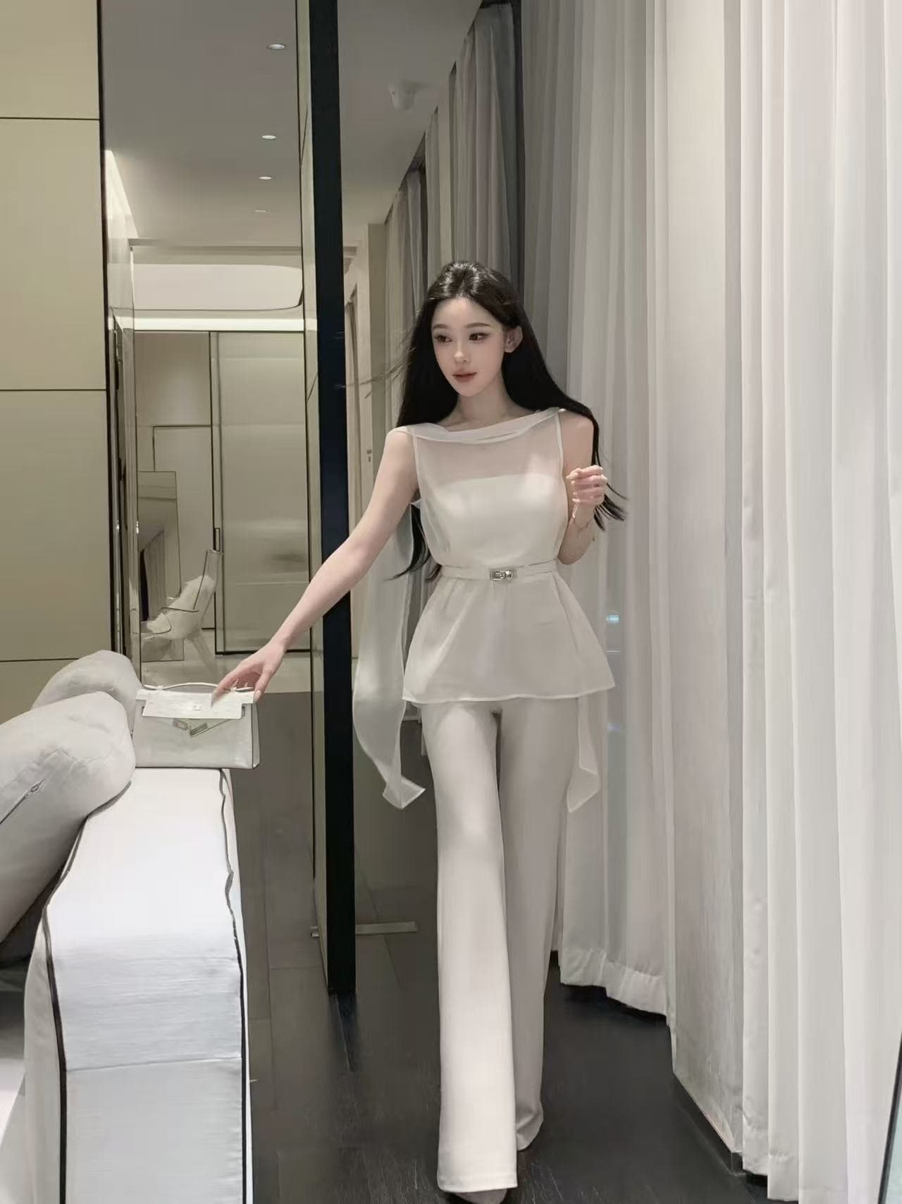 youenbb 거즈 세트 슬림해 보이는 통기성 여름 착용 가져 가라. 다용도 패션 디자인 센스 거즈 민소매 상세 이미지 3