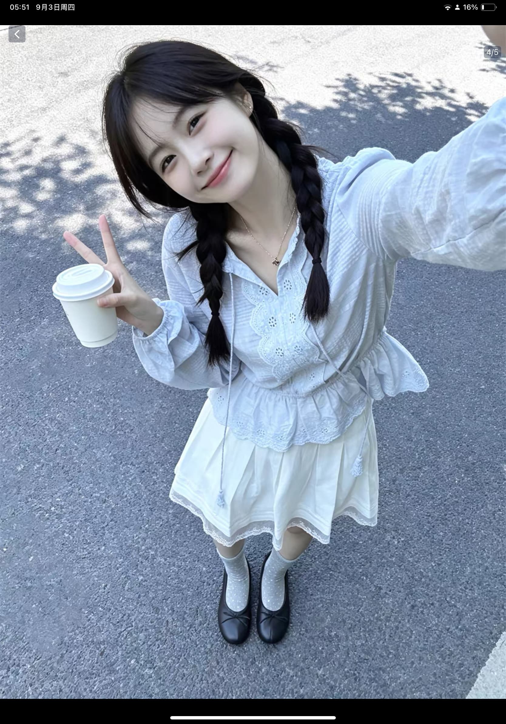 2026 자이언트 잘 생긴 ~ 중 파란색 셔츠 여름과 가을 프랑스식 자수 순면 랜턴 긴팔 허리 수축 작은 키 맨위 이미지 3
