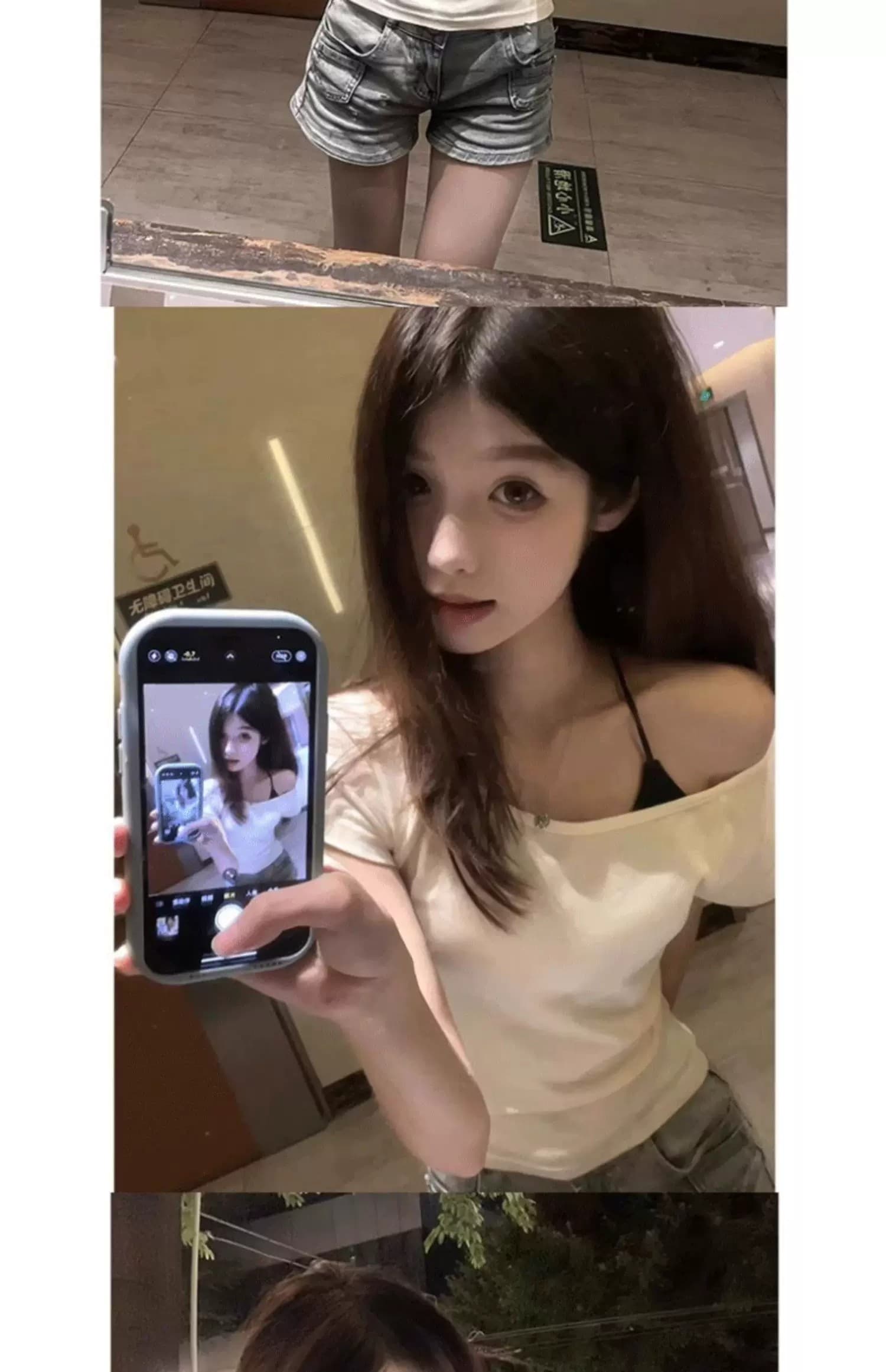 원본 품질 순수한 욕망 오프숄더 반팔 티셔츠 여성 여름 몸매 가꾸기 다용도 맨위 상세 이미지 6