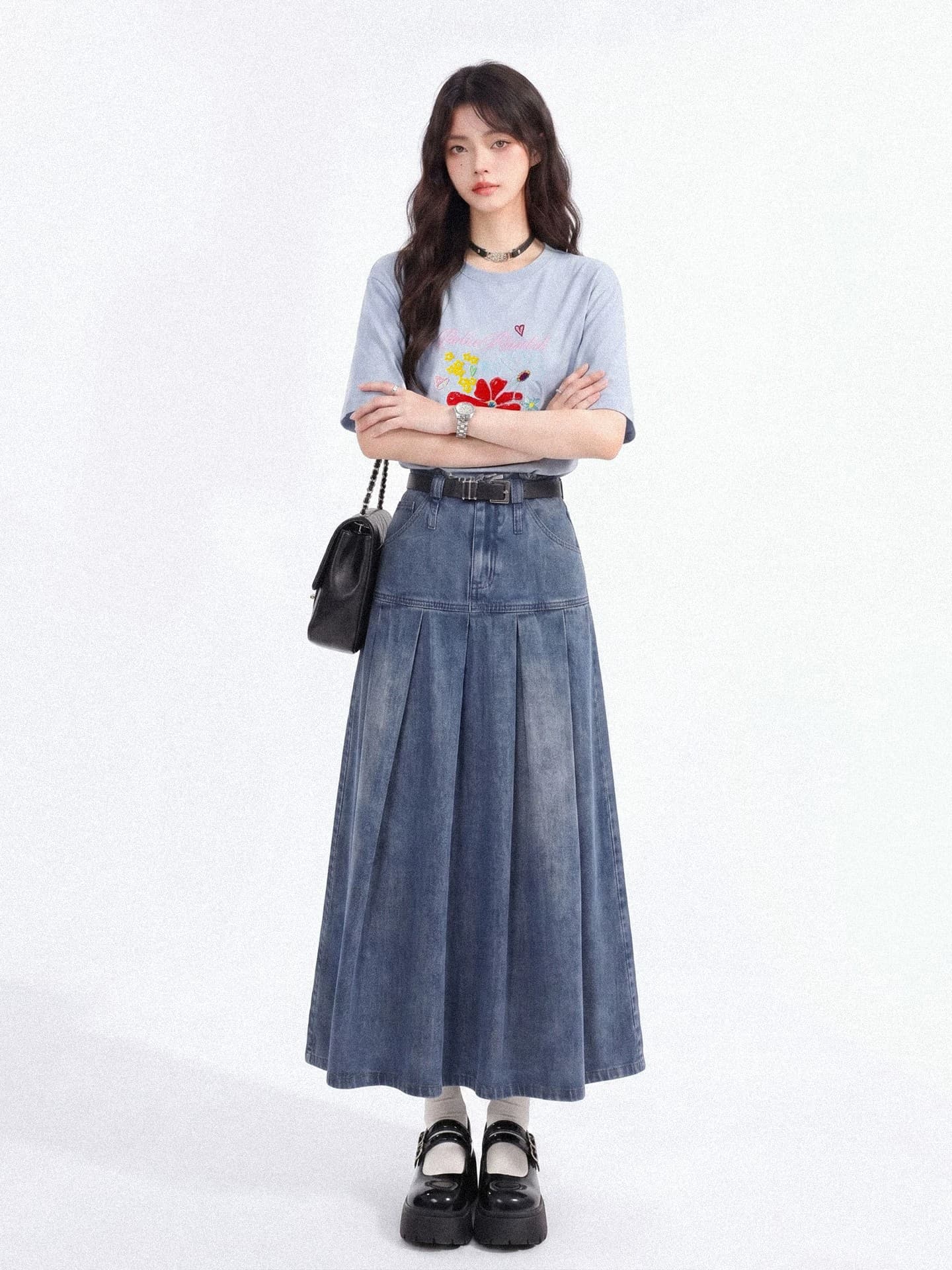 경관 그림 원본 품질 여름 새로운 디자인 센스 꽃 프린트 반팔 티셔츠 맨위 상세 이미지 12