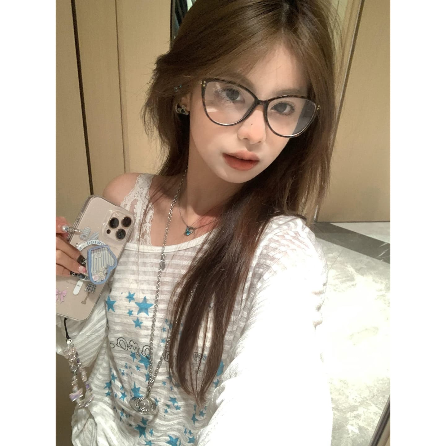 정가 경관 그림 원본 품질 아메리칸 핫걸 오프숄더 비스듬한 어깨 긴팔 자외선 차단 블라우스 티셔츠 이미지 2