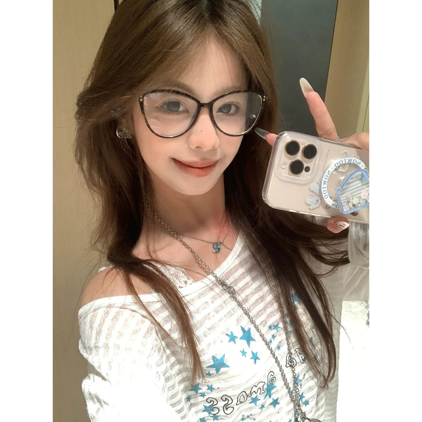 정가 경관 그림 원본 품질 아메리칸 핫걸 오프숄더 비스듬한 어깨 긴팔 자외선 차단 블라우스 티셔츠 이미지 4