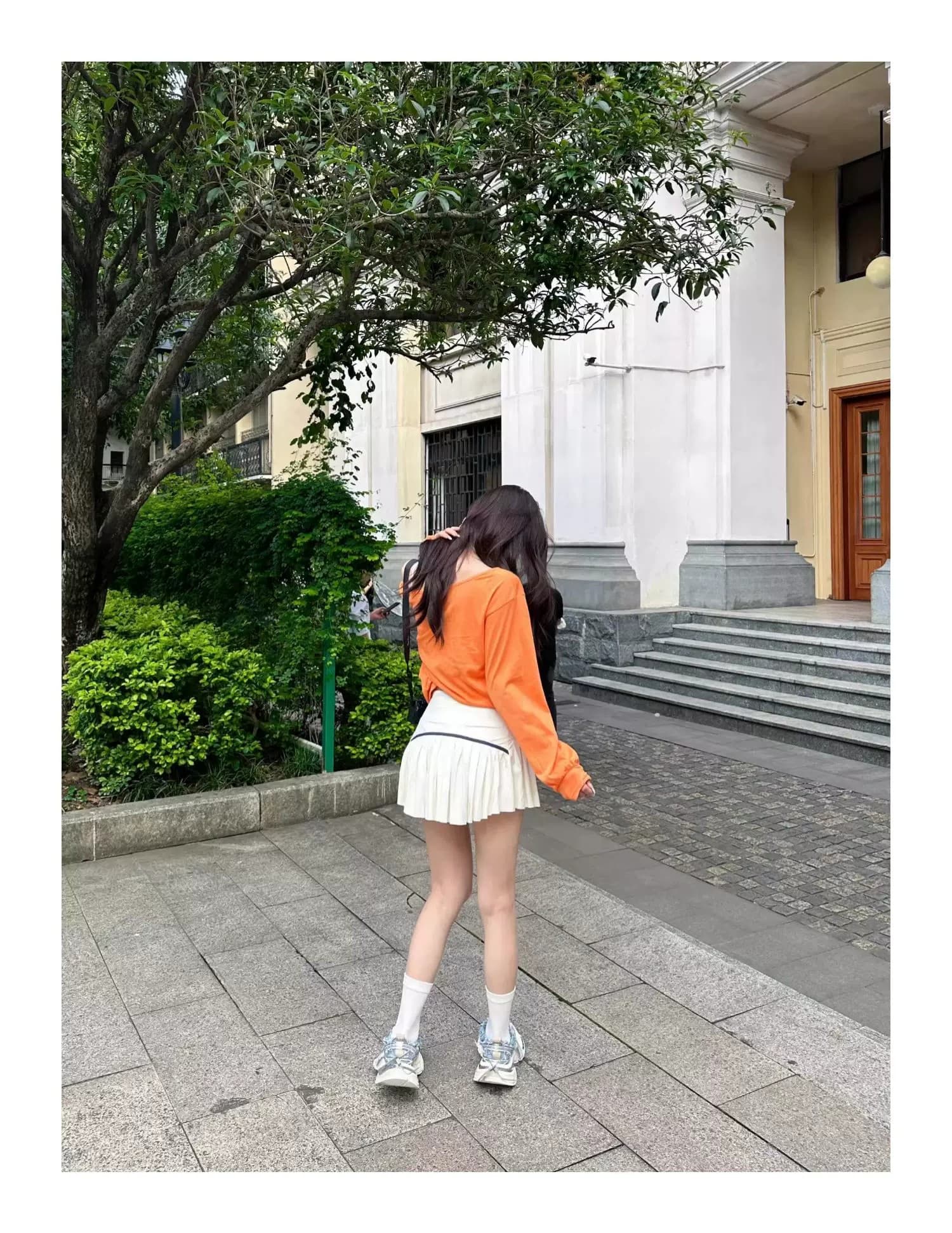 주황색 도파민 긴팔 티셔츠 여성 여름 알파벳 프린트 느긋한 자외선 차단 블라우스 루즈핏 캐주얼 다용도 맨위 상세 이미지 11