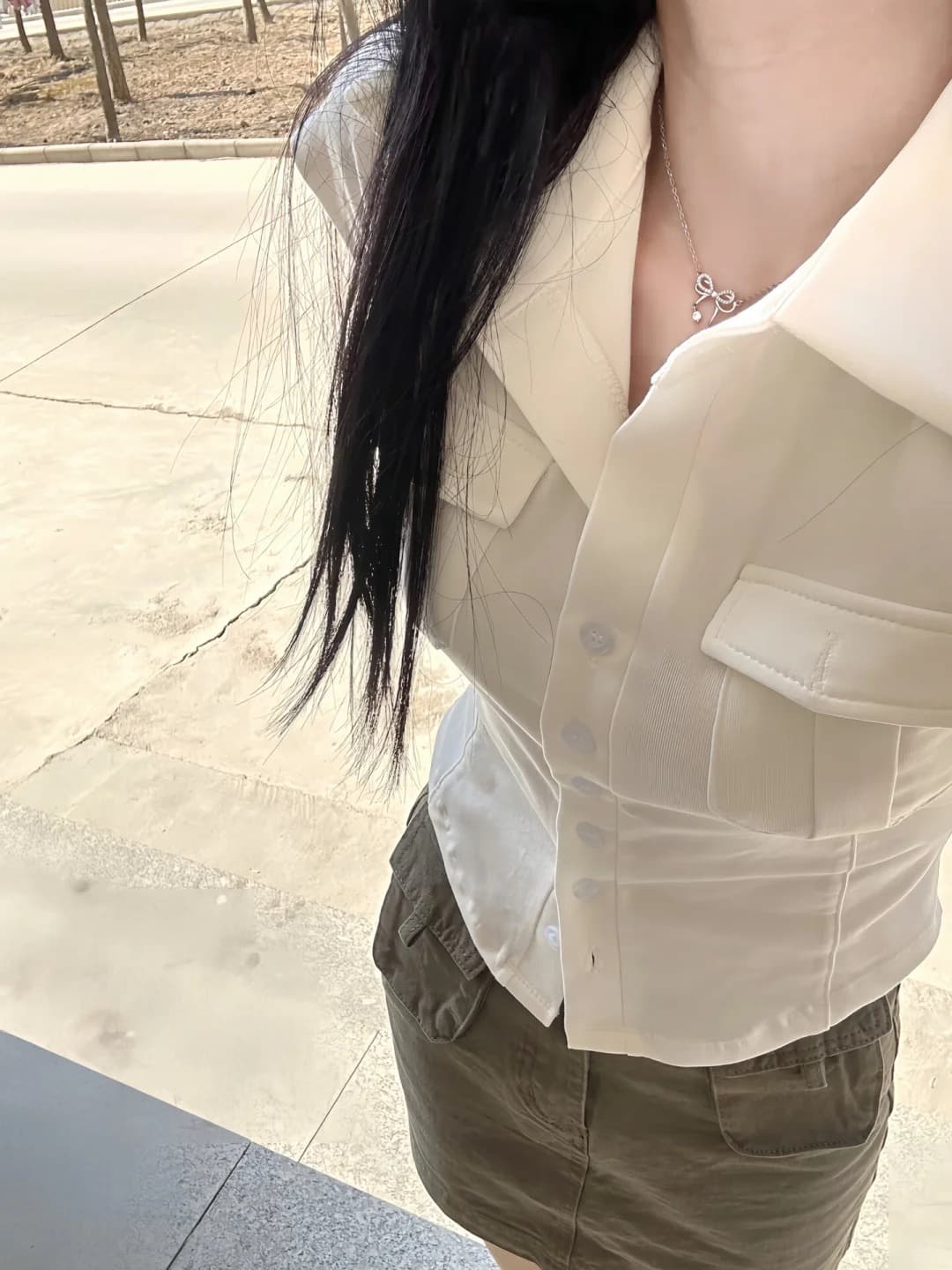 순수한 욕망 핫걸 화이트 긍정적 인 어깨 반팔 여성 셔츠 여름 POLO 칼라 몸매 가꾸기 타이트 쇼트 스타일 셔츠 프랑스식 맨위 상세 이미지 6