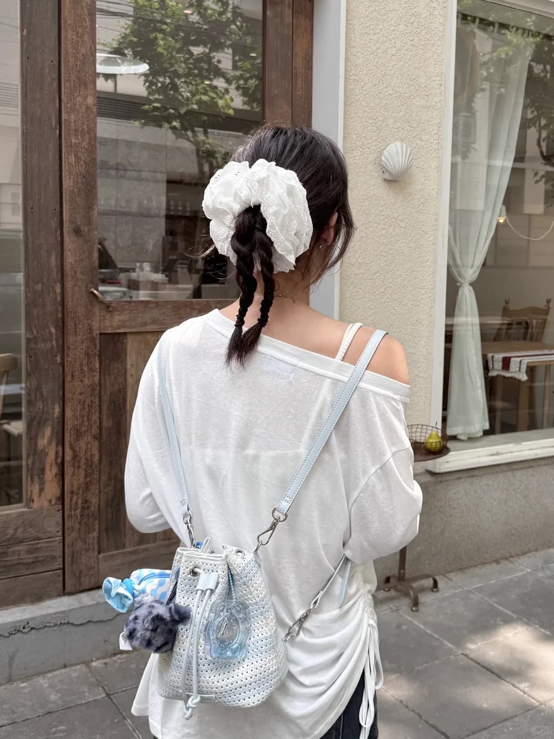 경관 그림 원본 것 디자인 센스 프린트 긴팔 자외선 차단 블라우스 소나무 비스듬한 어깨 의류 상세 이미지 11