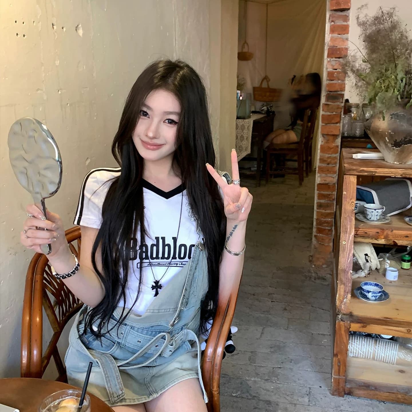원본 것 타이트 맨위 여름 알파벳 프린트 루즈핏 반팔 티셔츠 여성 이미지 2
