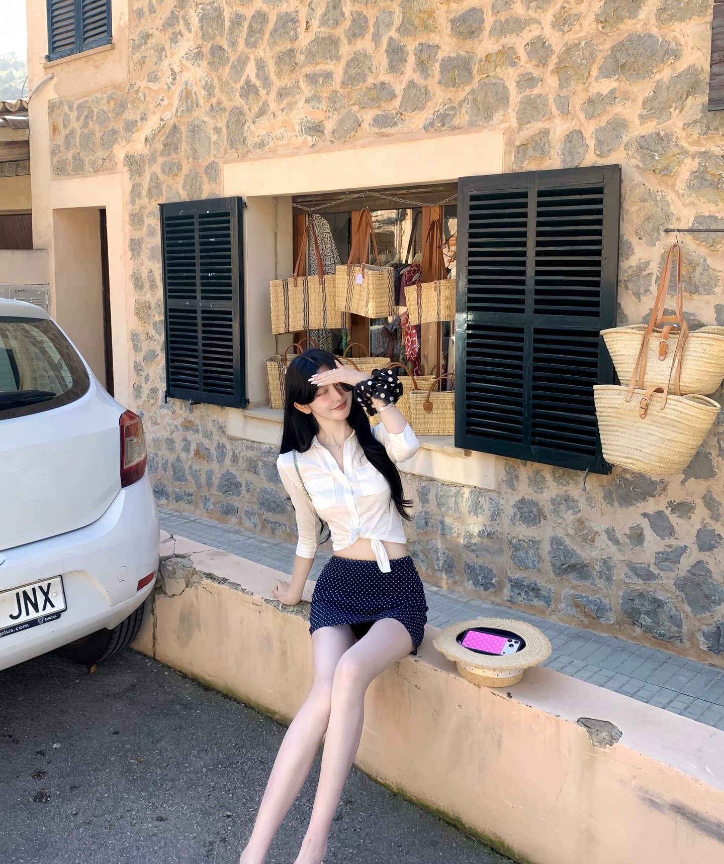 원본 품질 작은 폴로 칼라 여성 셔츠 여름 대나무 마디 질감 센스 맨위 상세 이미지 17
