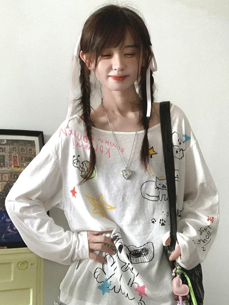 정가 경관 그림 원본 것 얇은 스타일 긴팔 티셔츠 여성 여름 루즈핏 자외선 차단 블라우스 맨위 상세 이미지 7