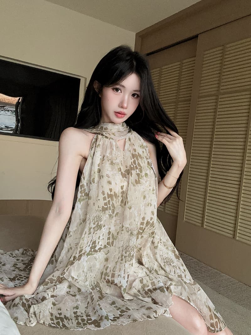 실사 정가 품격 행침 목 리본 꽃무늬 쉬폰 점프 슈트 치마 벨트 상세 이미지 9