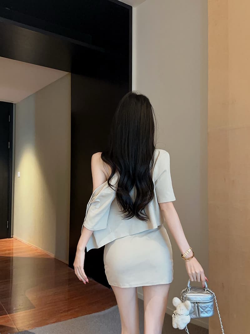 실사 정가 순수한 욕망 섹시함 핫걸 슬립 자외선 차단 오픈 가디건 반신 치마 노출 방지 레깅스 3종 세트 상세 이미지 15