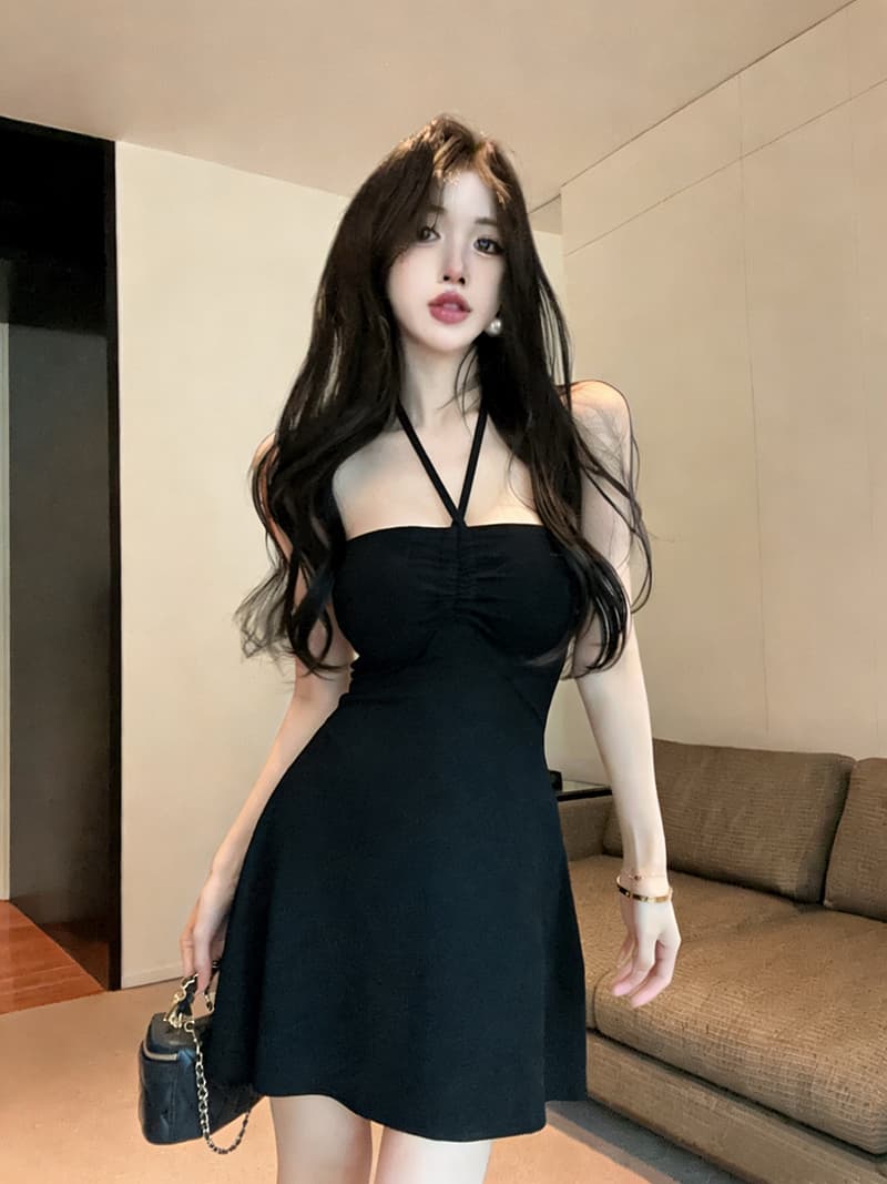 실사 정가 핫걸 섹시함 레이스업 행침 목 다양한 착용 법 몸매 가꾸기 벨트 가슴 패드 한 마디 점프 슈트 미니 스커트 상세 이미지 1