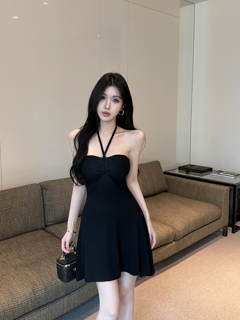 실사 정가 핫걸 섹시함 레이스업 행침 목 다양한 착용 법 몸매 가꾸기 벨트 가슴 패드 한 마디 점프 슈트 미니 스커트 상세 이미지 4