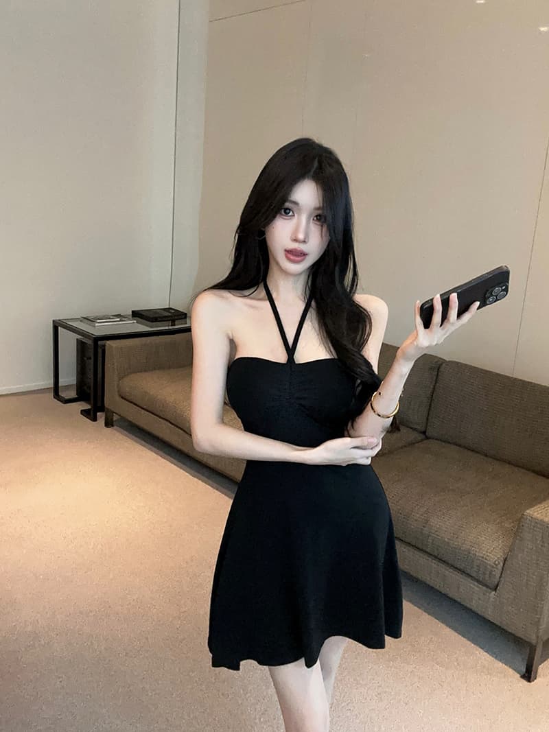 실사 정가 핫걸 섹시함 레이스업 행침 목 다양한 착용 법 몸매 가꾸기 벨트 가슴 패드 한 마디 점프 슈트 미니 스커트 상세 이미지 5