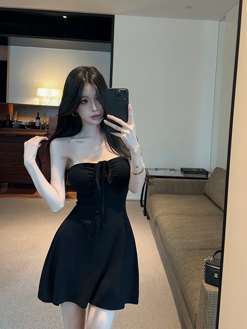실사 정가 핫걸 섹시함 레이스업 행침 목 다양한 착용 법 몸매 가꾸기 벨트 가슴 패드 한 마디 점프 슈트 미니 스커트 상세 이미지 8