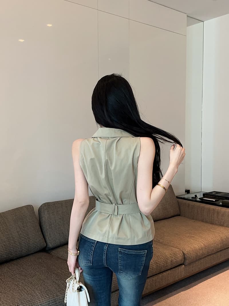 실사 정가 무거운 작업 디자인 센스 더블 가방 표지 poio 칼라 슬림해 보이는 조끼 셔츠 벨트 상세 이미지 15