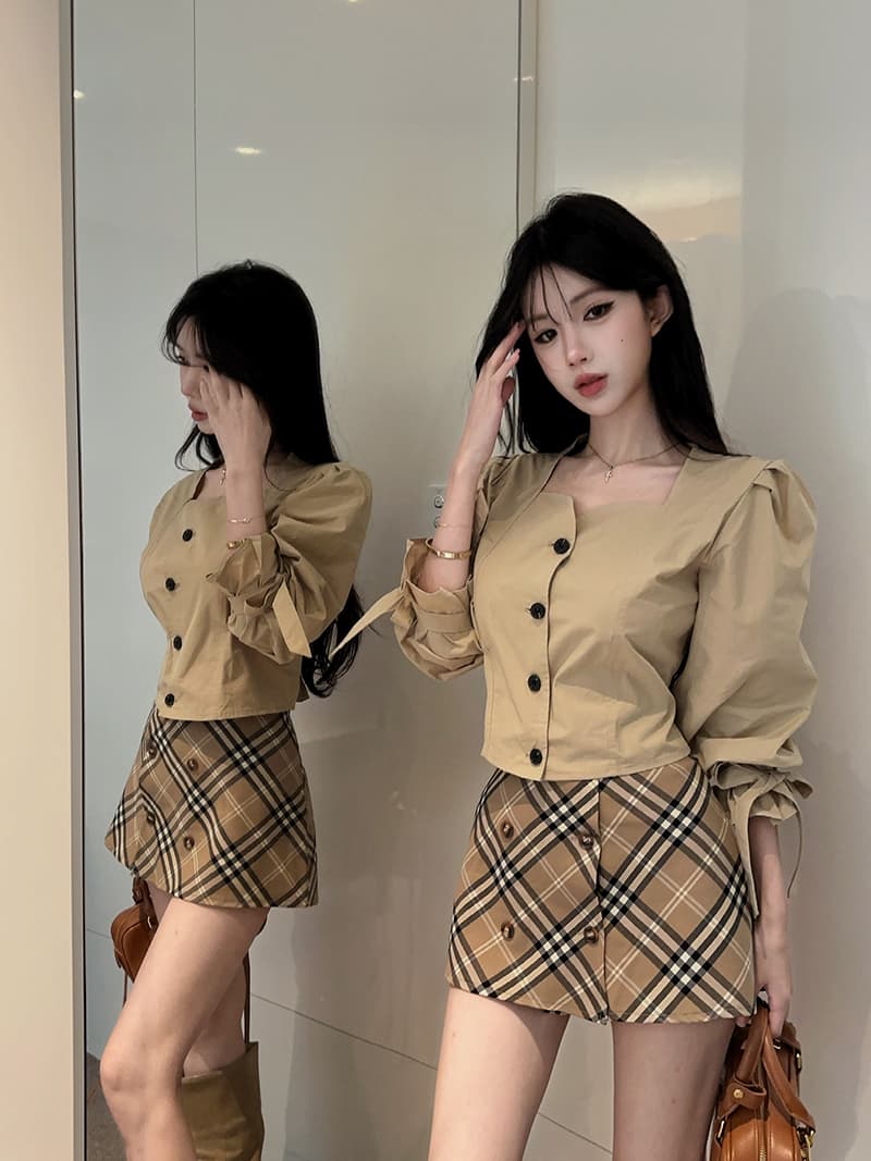 실사 정가 한 부서 거품 소매 셔츠 달콤한 매운맛 분위기 센스 7부 소매 품격 맨위 상세 이미지 5