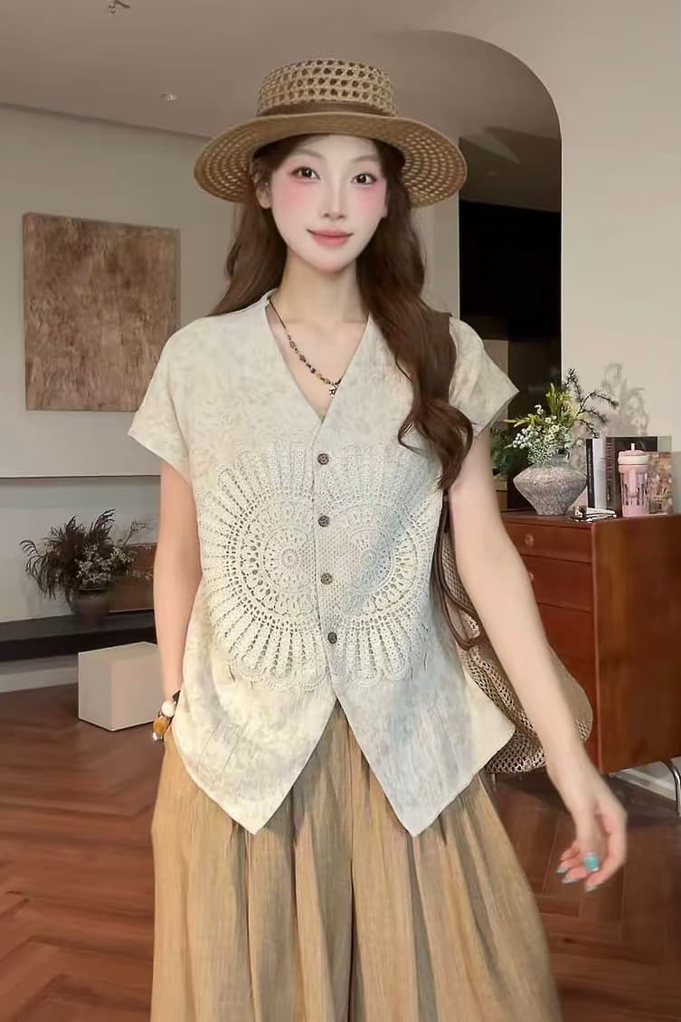 l 라운드 맨위 여름 외국 가스 작은 대중 품격 다용도 트임 디스플레이 높음 셔츠 21879 이미지 6