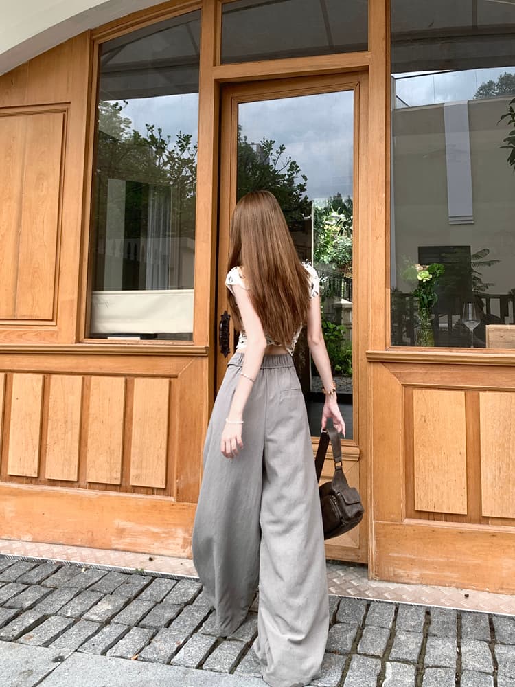 실사 디자인 센스 스트랩 캐주얼 바지 여성 여름 스트레이트 팬츠 슬림해 보이는 와이드 레그 팬츠 루즈핏 도루 센스 바닥 청소 바지 긴 바지 상세 이미지 49