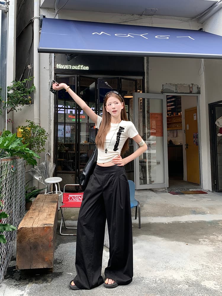실사 2026 디자인 센스 하이웨이스트 캐주얼 바지 여성 여름 슬림해 보이는 와이드 레그 팬츠 루즈핏 도루 센스 바닥 청소 바지 긴 바지 상세 이미지 64