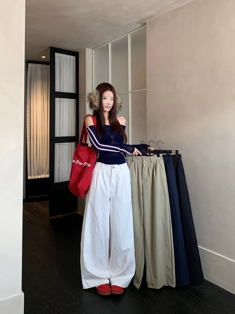 실사 아메리칸 레트로 카키 색 캐주얼 바지 여성 여름 슬림해 보이는 다용도 루즈핏 와이드 레그 팬츠 스트레이트 팬츠 롱 바지 상세 이미지 2