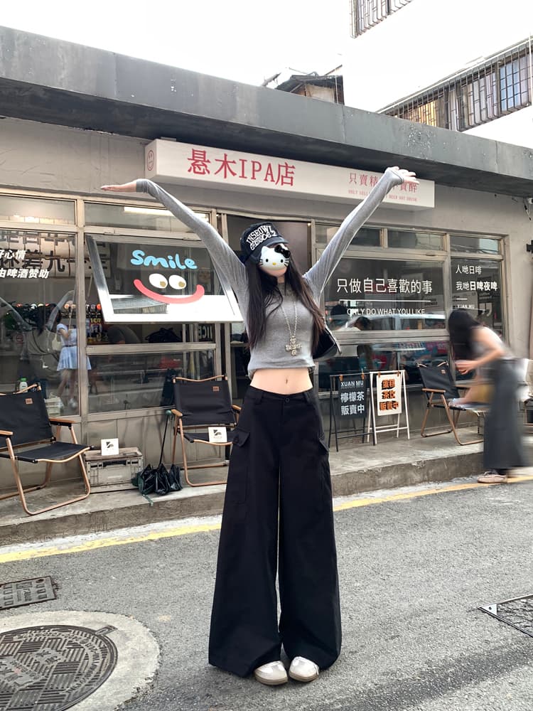 실사 아메리칸 레트로 워크웨어 팬츠 캐주얼 바지 여성 여름 슬림해 보이는 다용도 루즈핏 와이드 레그 팬츠 스트레이트 팬츠 롱 바지 상세 이미지 29