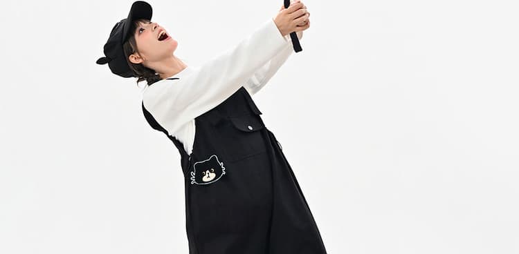 새로운 질량 지금 2026 임산부 가을 한국 스타일 캐주얼 새끼 고양이 패턴 데님 멜빵 바지 순수한 흰색 t 세트 상세 이미지 33