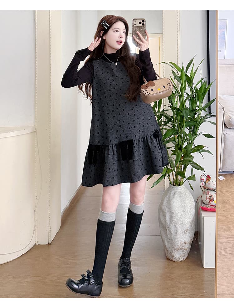 실사 지금 지금 새로운 가을 달콤함 활력 루즈핏 인형 조끼 스커트 반하이넥 만나는 세트 상세 이미지 15