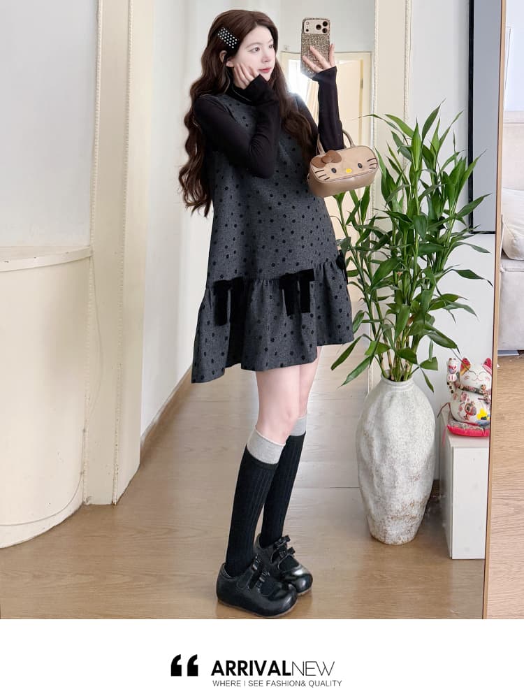 실사 지금 지금 새로운 가을 달콤함 활력 루즈핏 인형 조끼 스커트 반하이넥 만나는 세트 상세 이미지 17