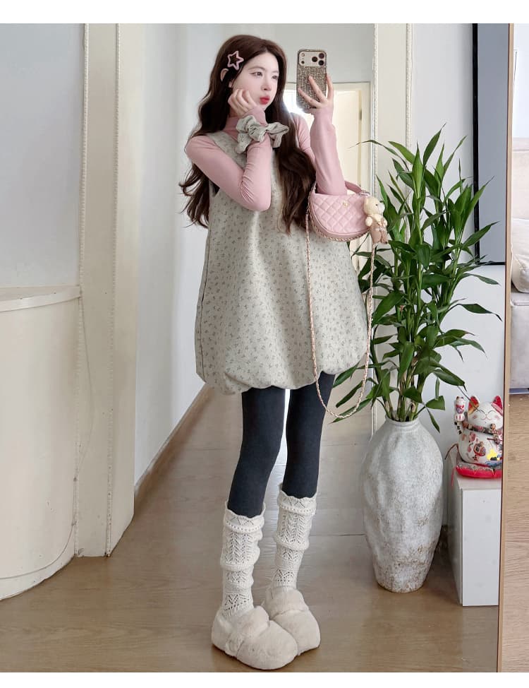 실사 지금 지금 새로운 가을 겨울 달콤함 활력 분위기 센스 모직 꽃무늬 조끼 스커트 De 용량 만나는 세트 상세 이미지 16