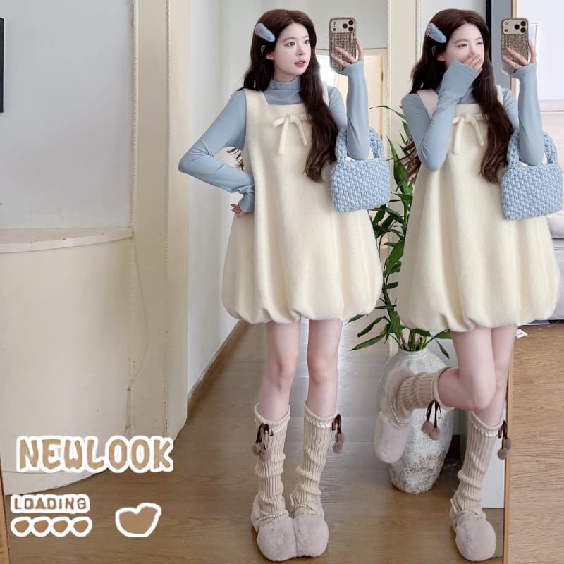 실사 지금 지금 새로운 가을 겨울 달콤함 활력 분위기 센스 루즈핏 모직 조끼 스커트 양모 만나는 세트 이미지 4