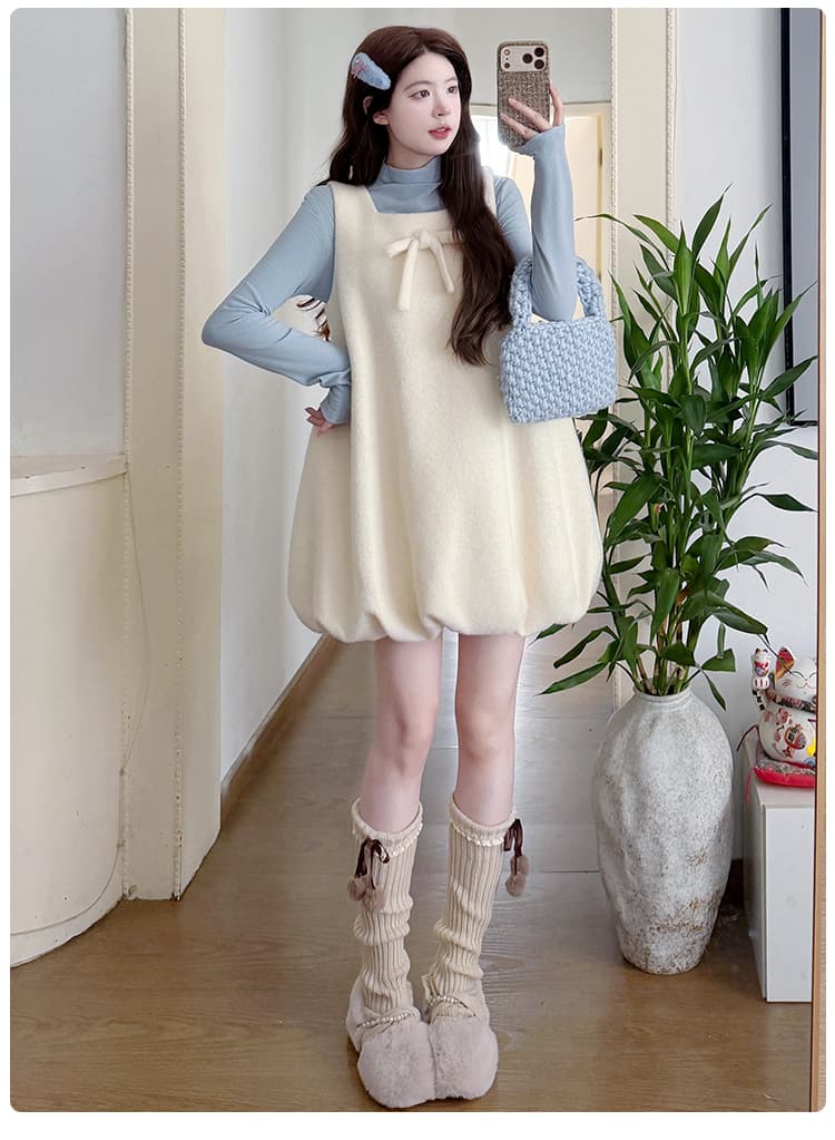 실사 지금 지금 새로운 가을 겨울 달콤함 활력 분위기 센스 루즈핏 모직 조끼 스커트 양모 만나는 세트 상세 이미지 2