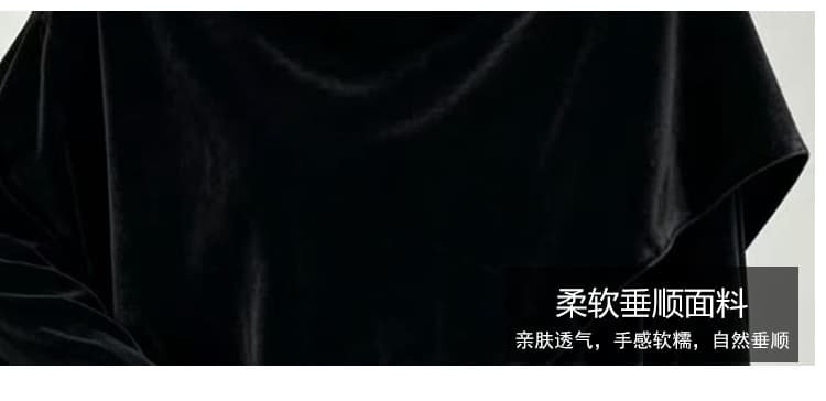 2026 가을 새로운 빅 사이즈 마이크로 지방 mm 벨벳 프랑스식 단색 페이크 레이어드 숄 표지 고기 슬림해 보이는 슬림해 보이는 티셔츠 상세 이미지 7